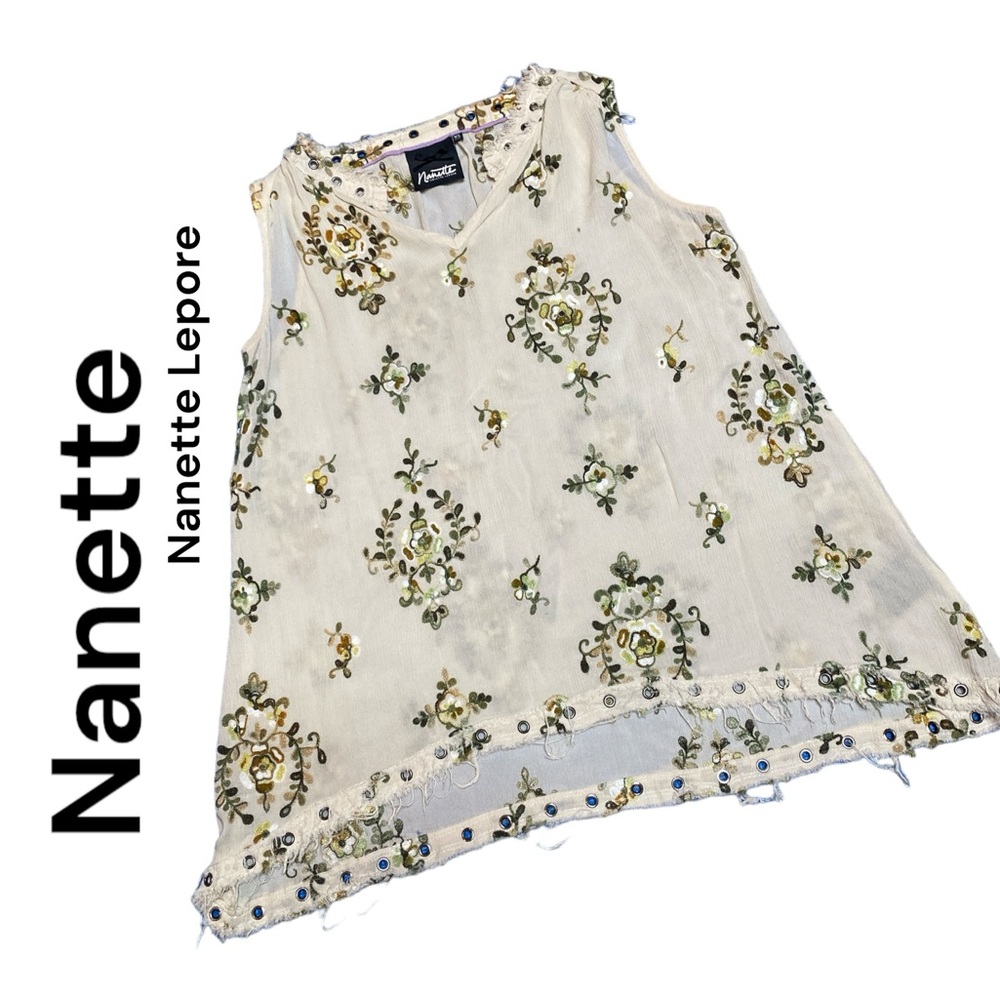 Nanette Lepore Sleeveless Embroidered Top Sz XS